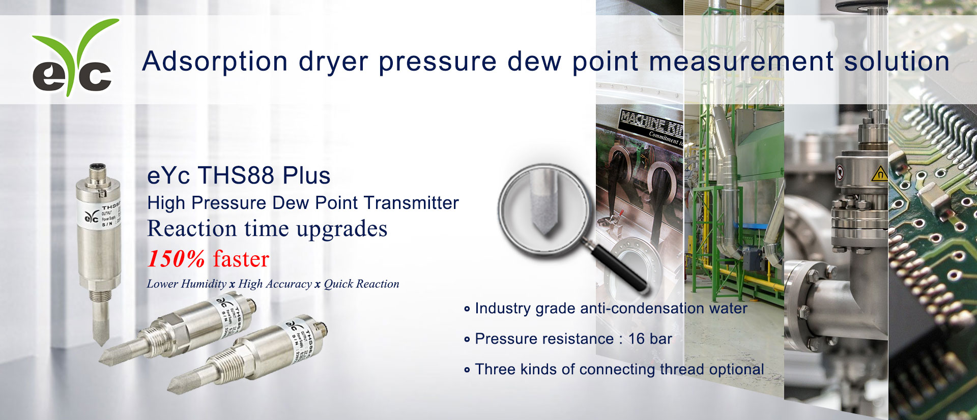 eYc THS88 Plus Industry Application Adsorption dryer pressure dew point measurement solution