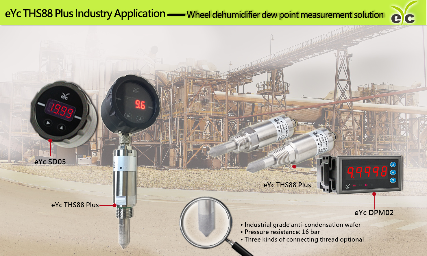 eyc-tech THS88 Plus Rotary Dehumidifier industry applies dehumidification wheel equipment dew point measurement solution