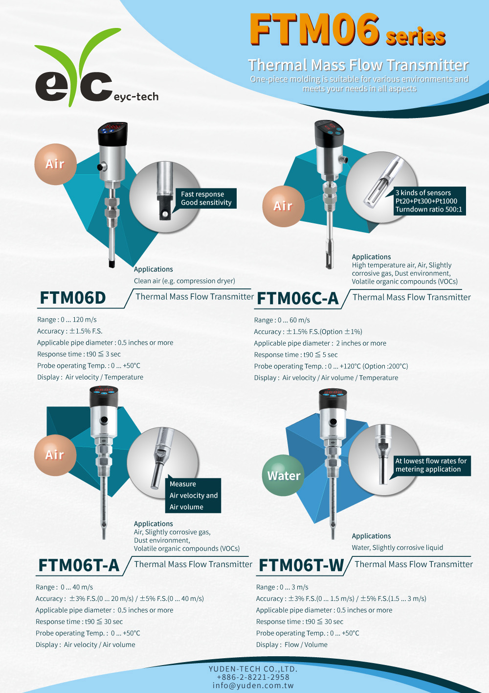 eyc-tech FTM06 Series Thermal Mass Flow Transmitter one-piece molding is suitable for various environment and meets your needs in all aspects eyc-tech FTM06 Series Thermal Mass Flow Transmitter one-piece molding is suitable for various environment and meets your needs in all aspects