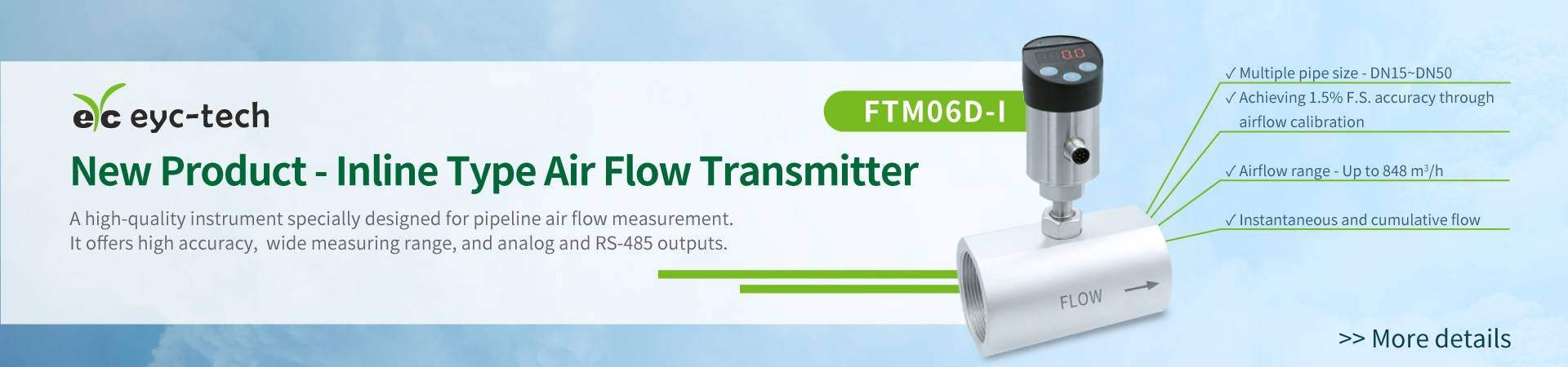 Enhance Efficiency and Accuracy with the FTM06D-I Inline Type Air Flow Transmitter Enhance Efficiency and Accuracy with the FTM06D-I Inline Type Air Flow Transmitter