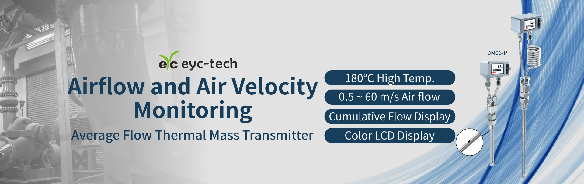 eyc-tech Average Flow Thermal Mass Transmitter | Airflow and Air Velocity Monitoring
